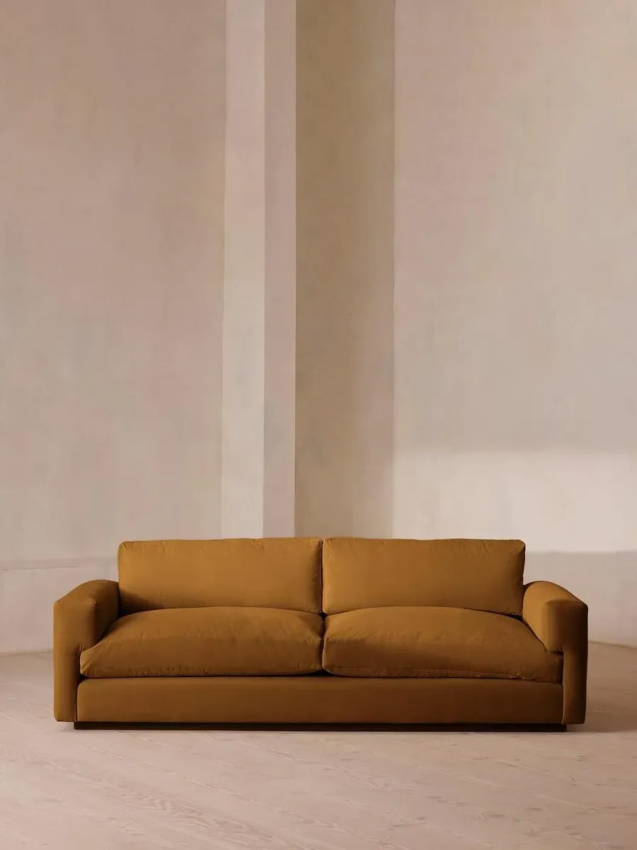 3-Seater Sofa with Deep Seat - Mustard, Velvet