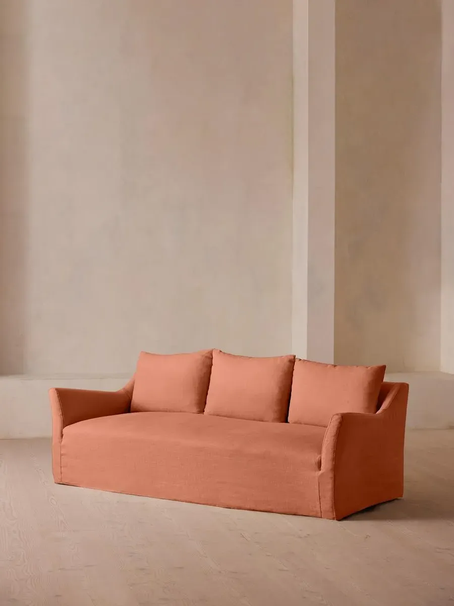 3-Seater Sofa with Flared Arms - Antique Rose, Linen image