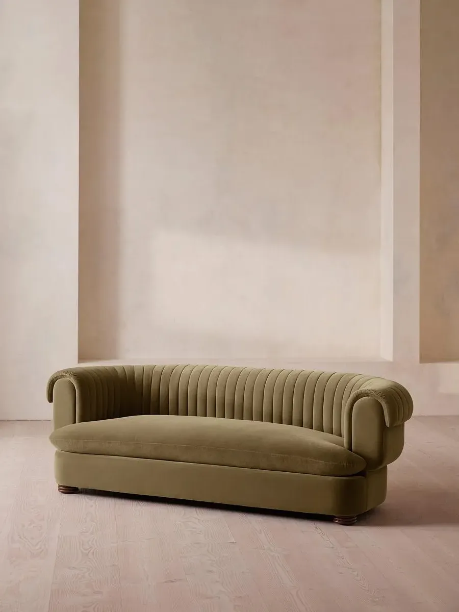 3-Seater Sofa with Fluted Back - Lichen, Velvet