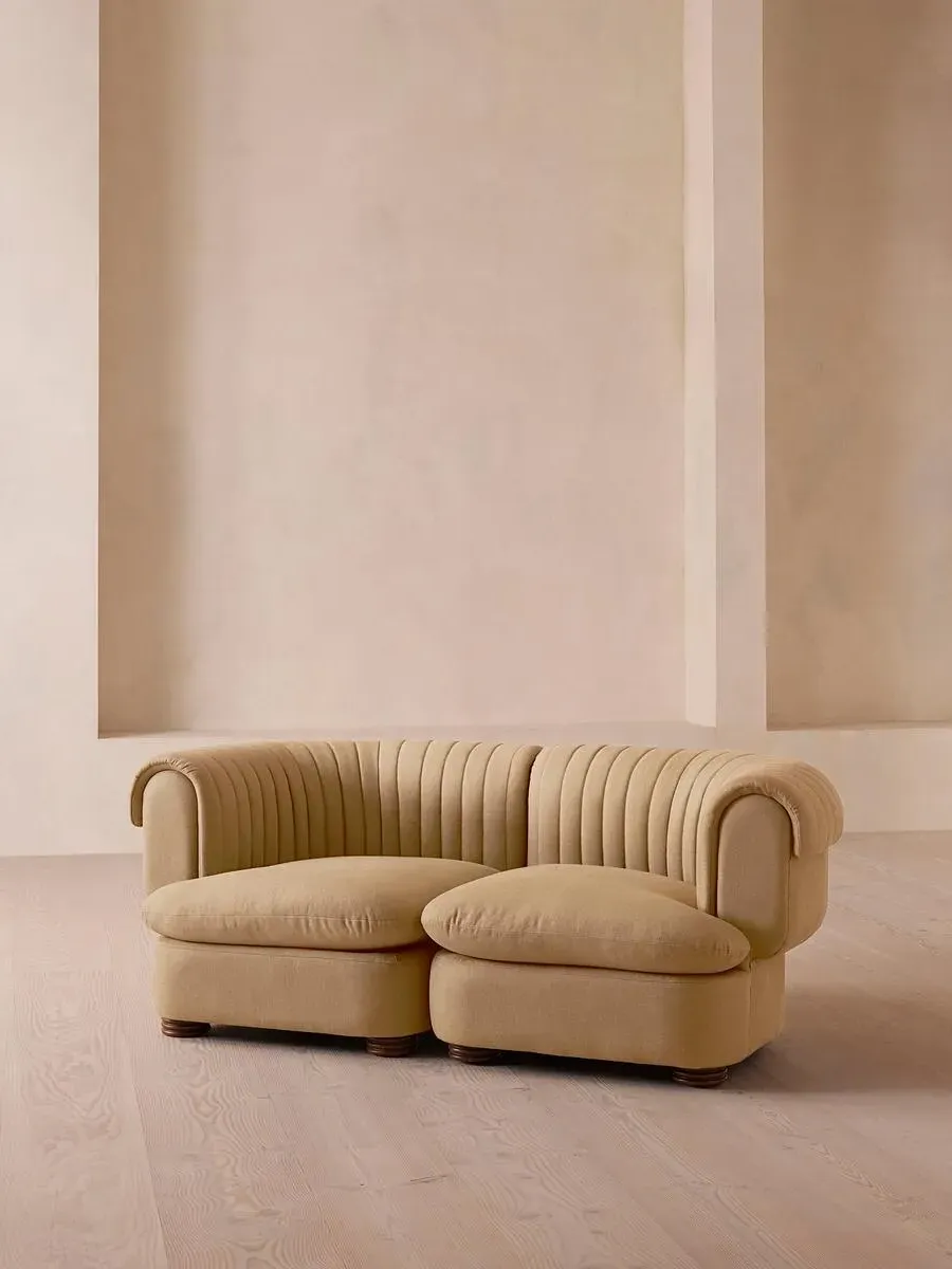 3-Seater Sofa with Fluted Back - Wheat, Linen