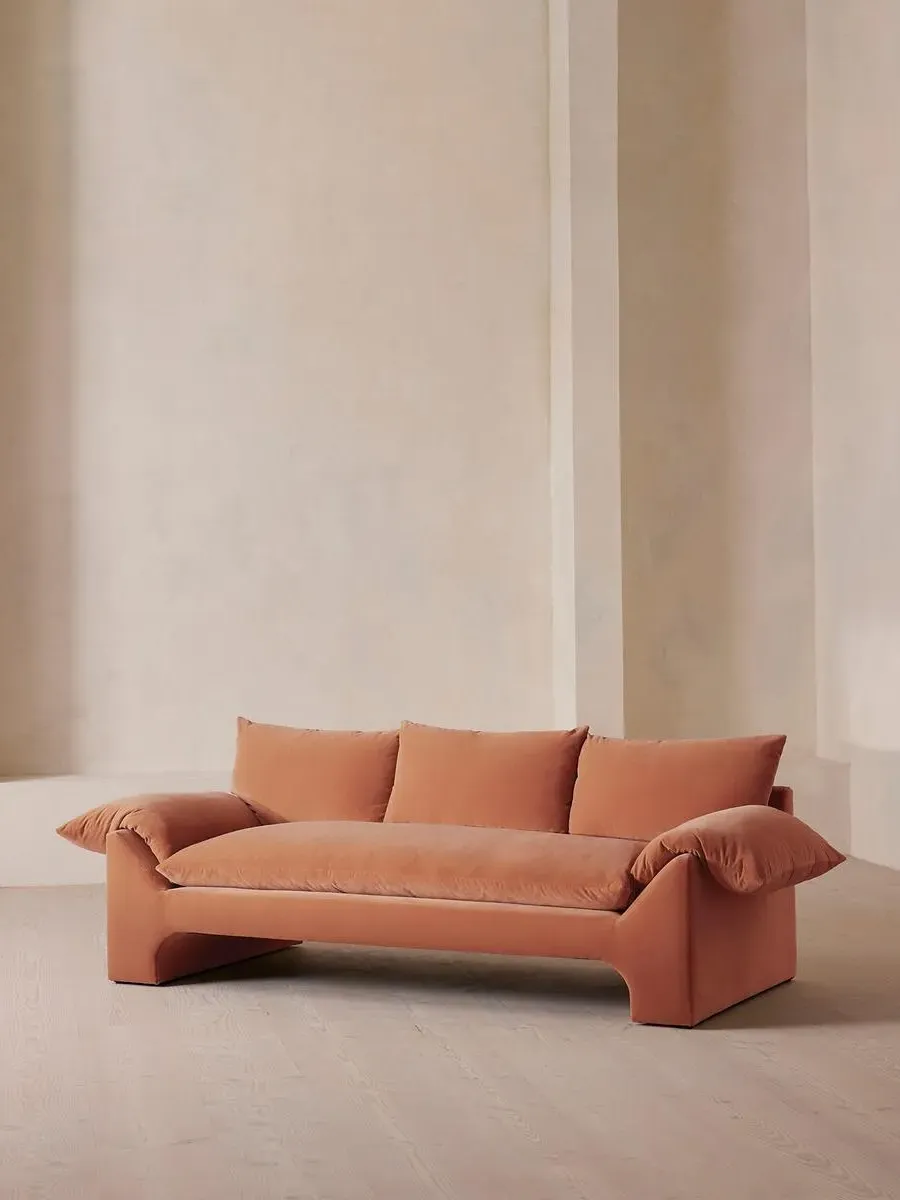 3-Seater Sofa with Plinth Base - Antique Rose, Velvet image
