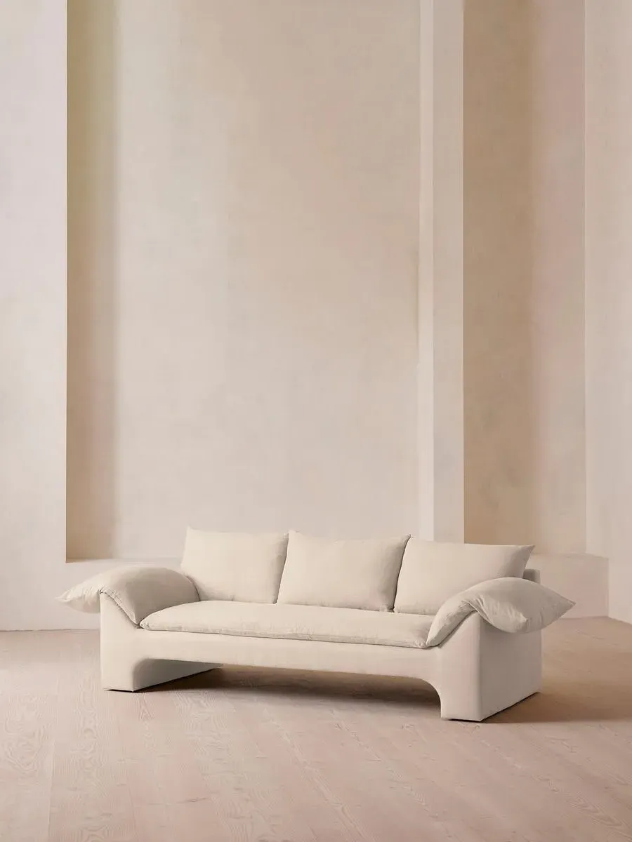 3-Seater Sofa with Plinth Base - Bisque, Linen
