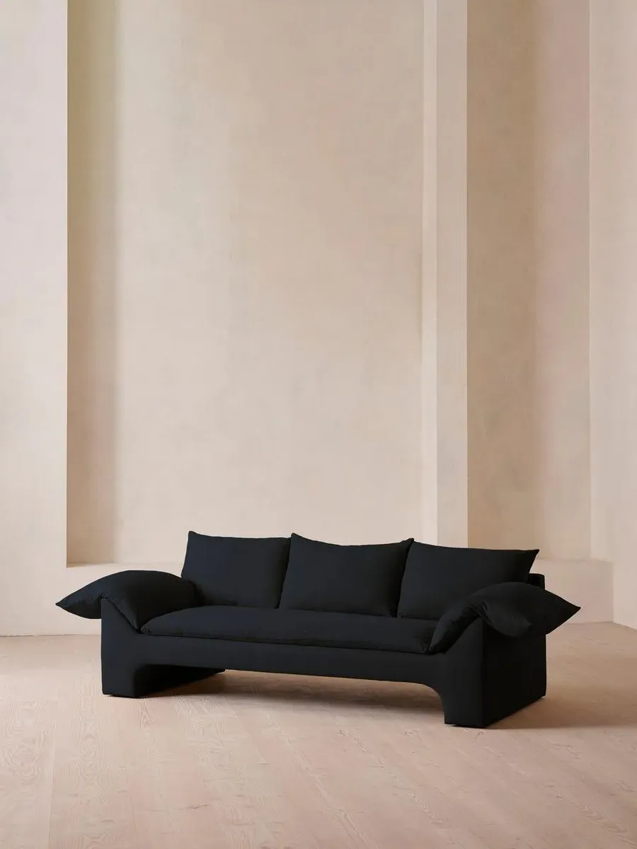 3-Seater Sofa with Plinth Base - Indigo, Linen