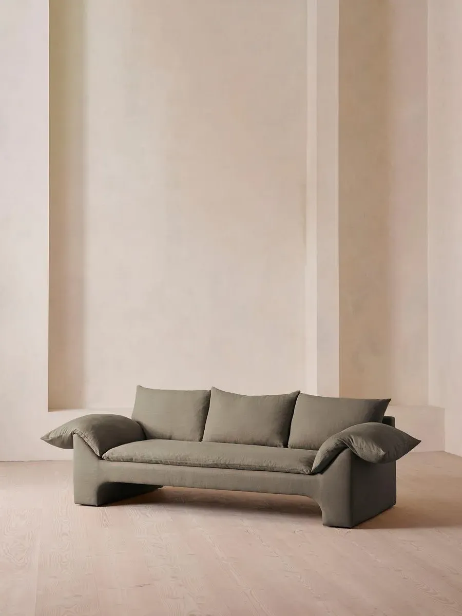 3-Seater Sofa with Plinth Base - Mushroom, Linen