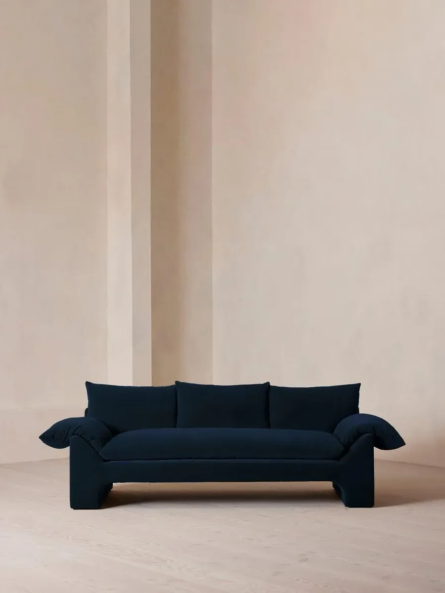 3-Seater Sofa with Plinth Base - Royal Blue, Velvet