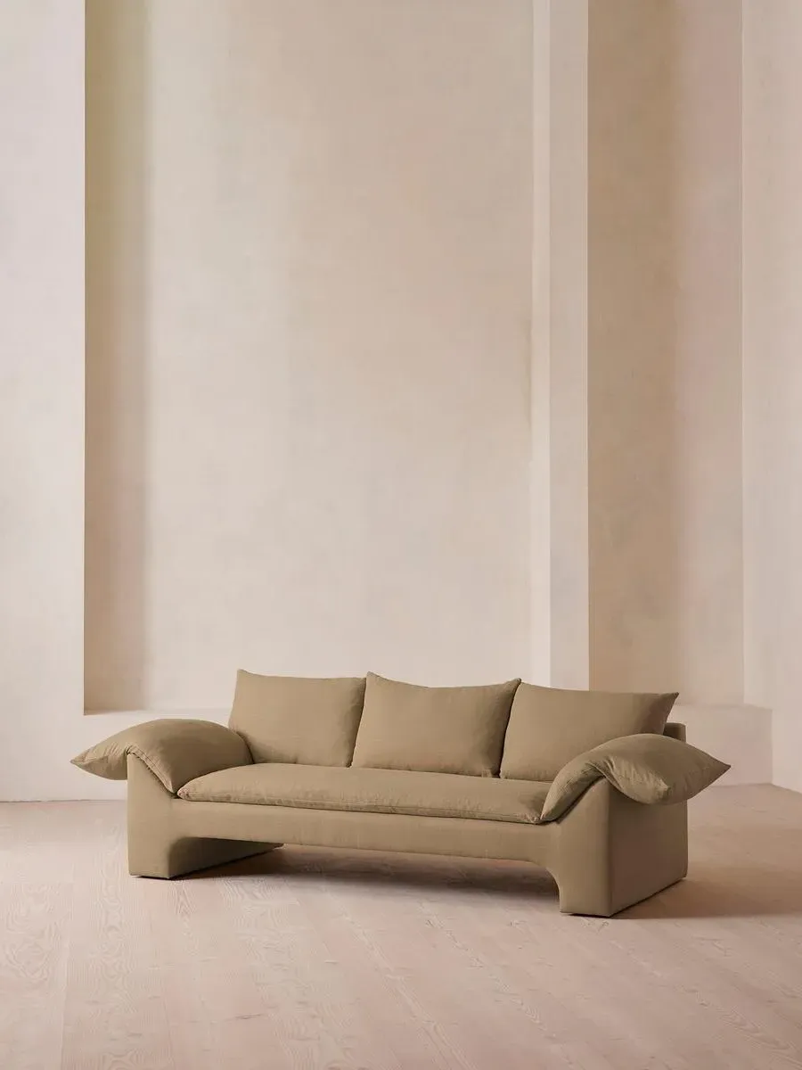 3-Seater Sofa with Plinth Base - Wheat, Linen
