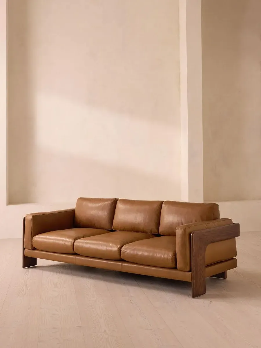 3-Seater Sofa with Removable Cushions - Chestnut