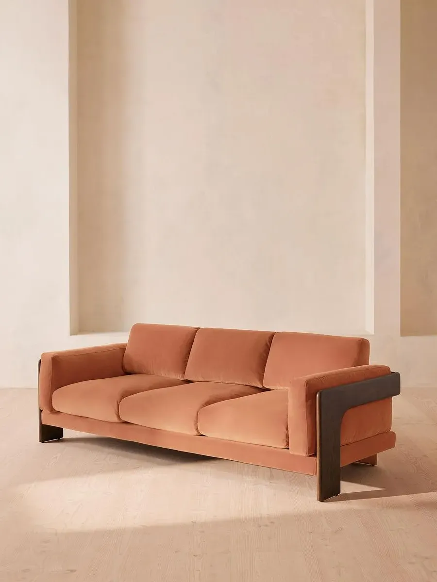 3-Seater Sofa with Reversible Cushions - Antique Rose, Velvet image