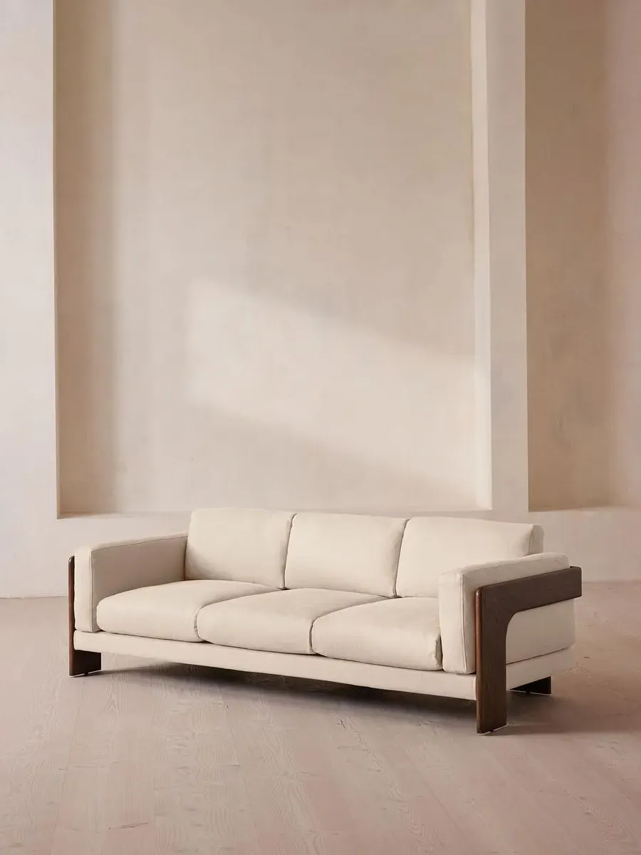 3-Seater Sofa with Reversible Cushions - Bisque, Linen