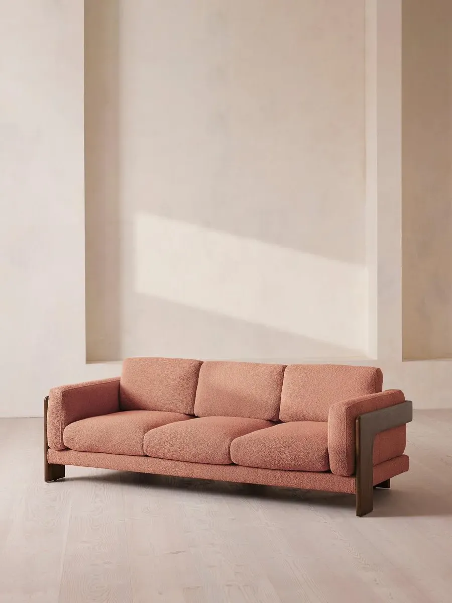 3-Seater Sofa with Reversible Cushions - Coral, Wool
