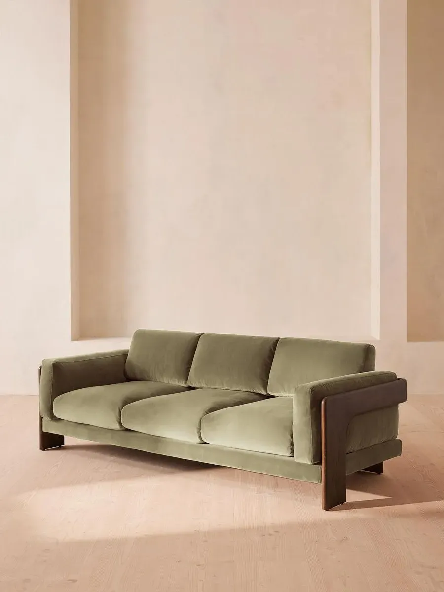 3-Seater Sofa with Reversible Cushions - Lichen, Velvet