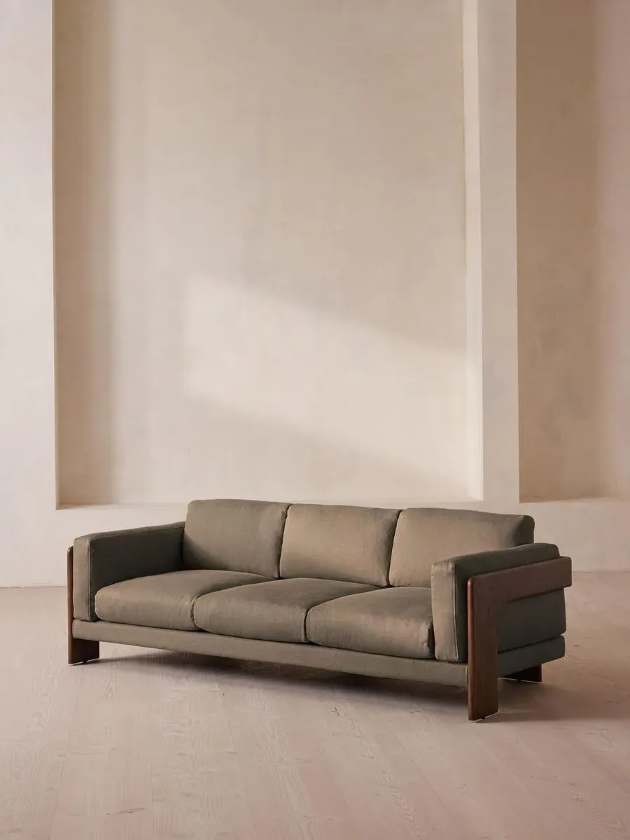 3-Seater Sofa with Reversible Cushions - Mushroom, Linen