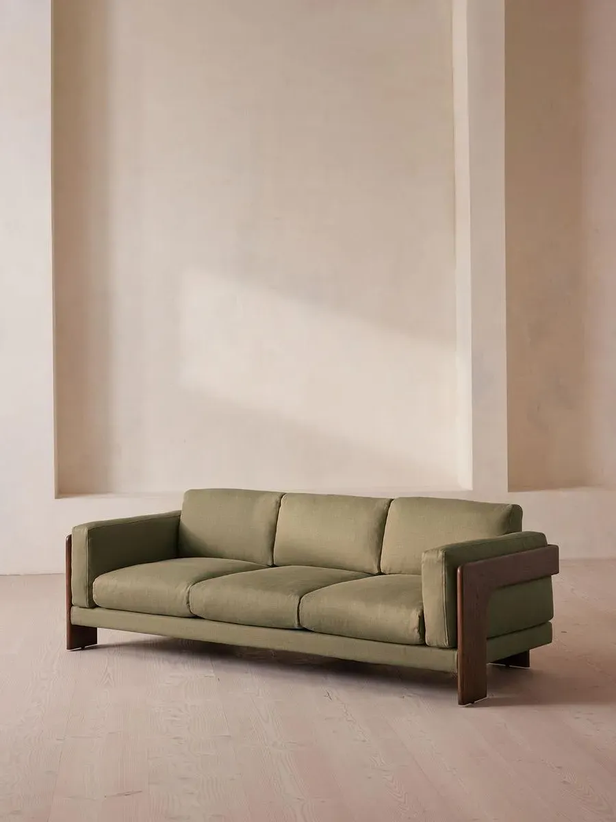 3-Seater Sofa with Reversible Cushions - Sage, Linen