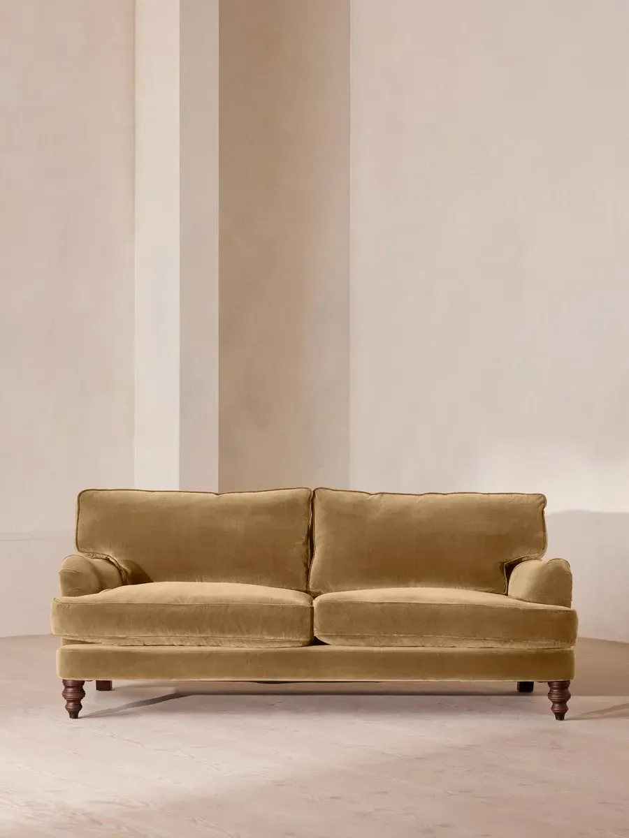 3-Seater Sofa with Roll Arms - Camel, Velvet