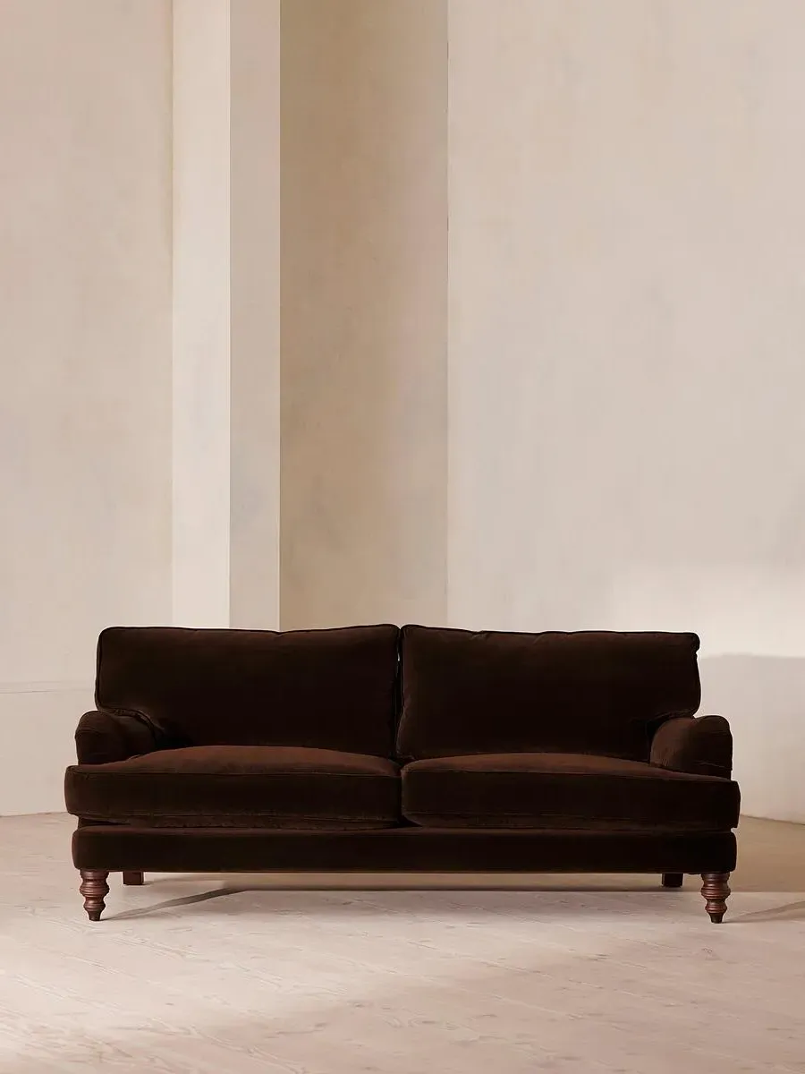3-Seater Sofa with Roll Arms - Chocolate, Velvet