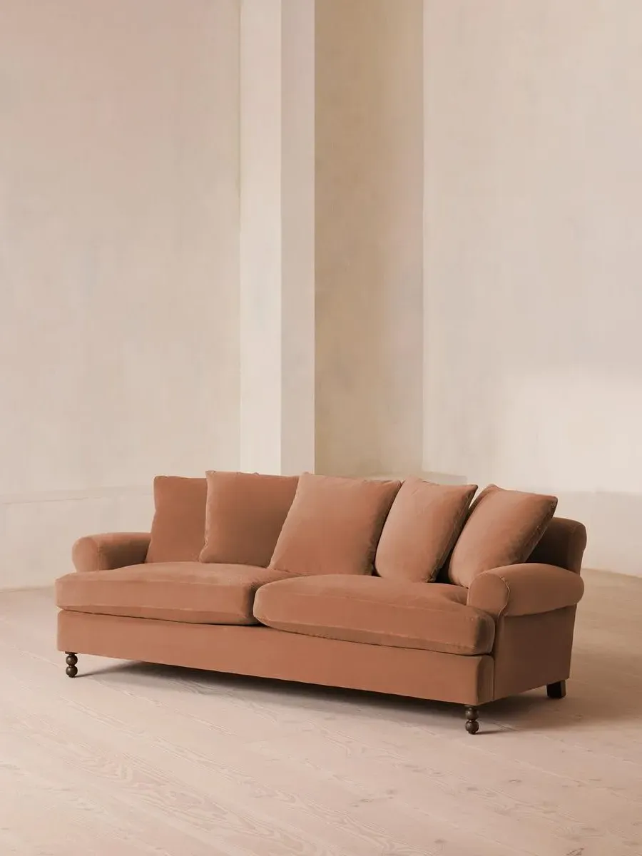 3-Seater Sofa with Scroll Arms - Antique Rose, Velvet