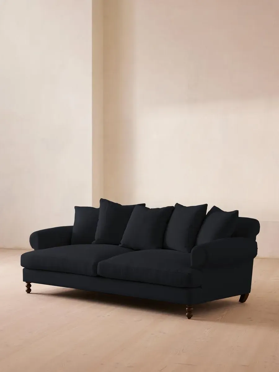 3-Seater Sofa with Scroll Arms - Indigo, Linen