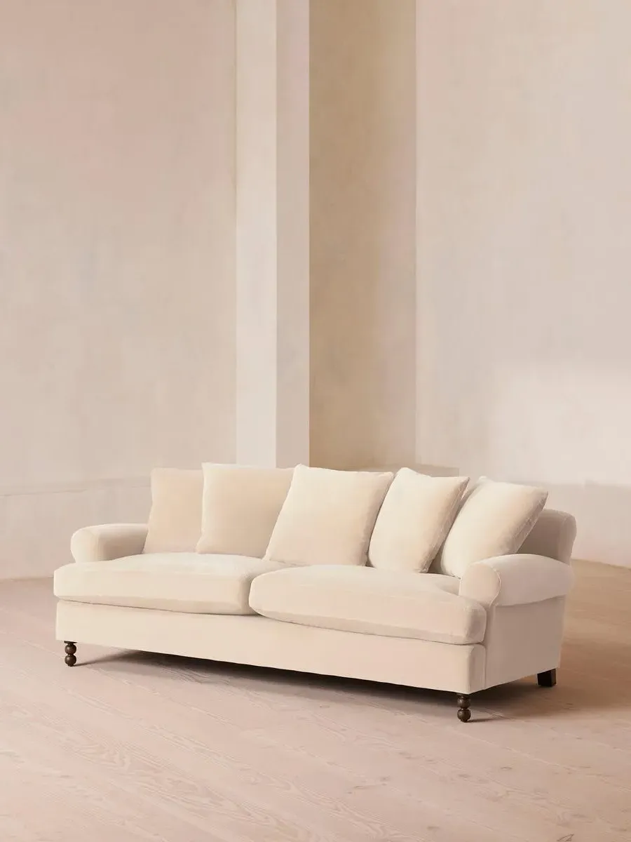3-Seater Sofa with Scroll Arms - Porcelain, Velvet