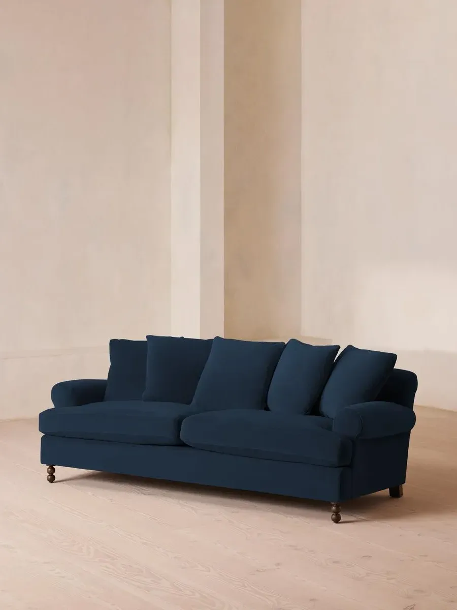 3-Seater Sofa with Scroll Arms - Royal Blue, Velvet