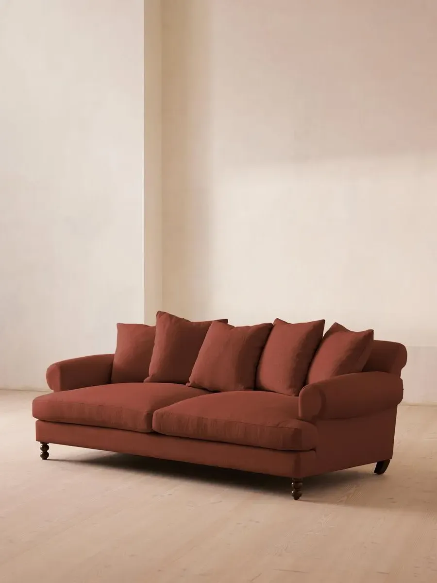 3-Seater Sofa with Scroll Arms - Sienna, Linen