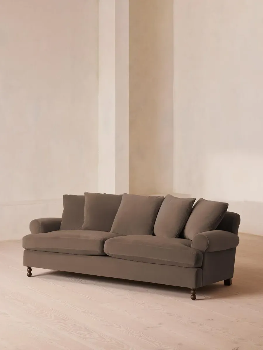 3-Seater Sofa with Scroll Arms - Taupe, Velvet