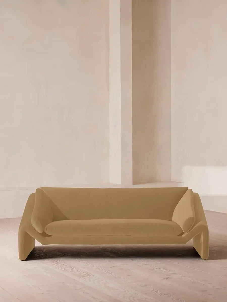 3-Seater Sofa with Suspended Frame - Camel, Velvet