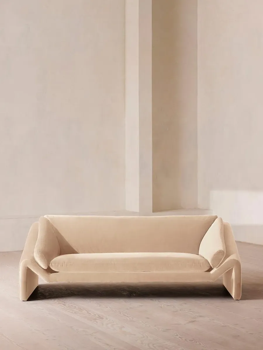 3-Seater Sofa with Suspended Frame - Porcelain, Velvet