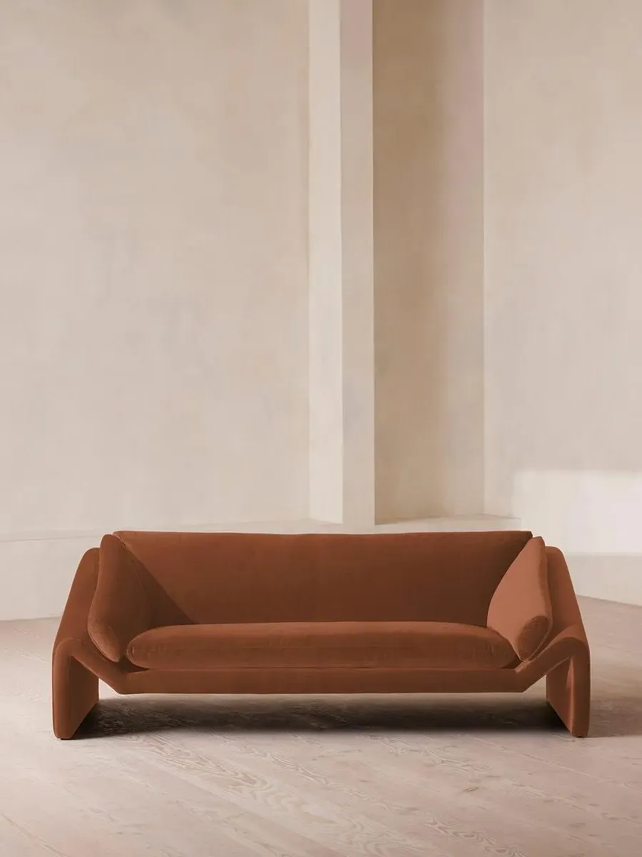 3-Seater Sofa with Suspended Frame - Rose, Velvet