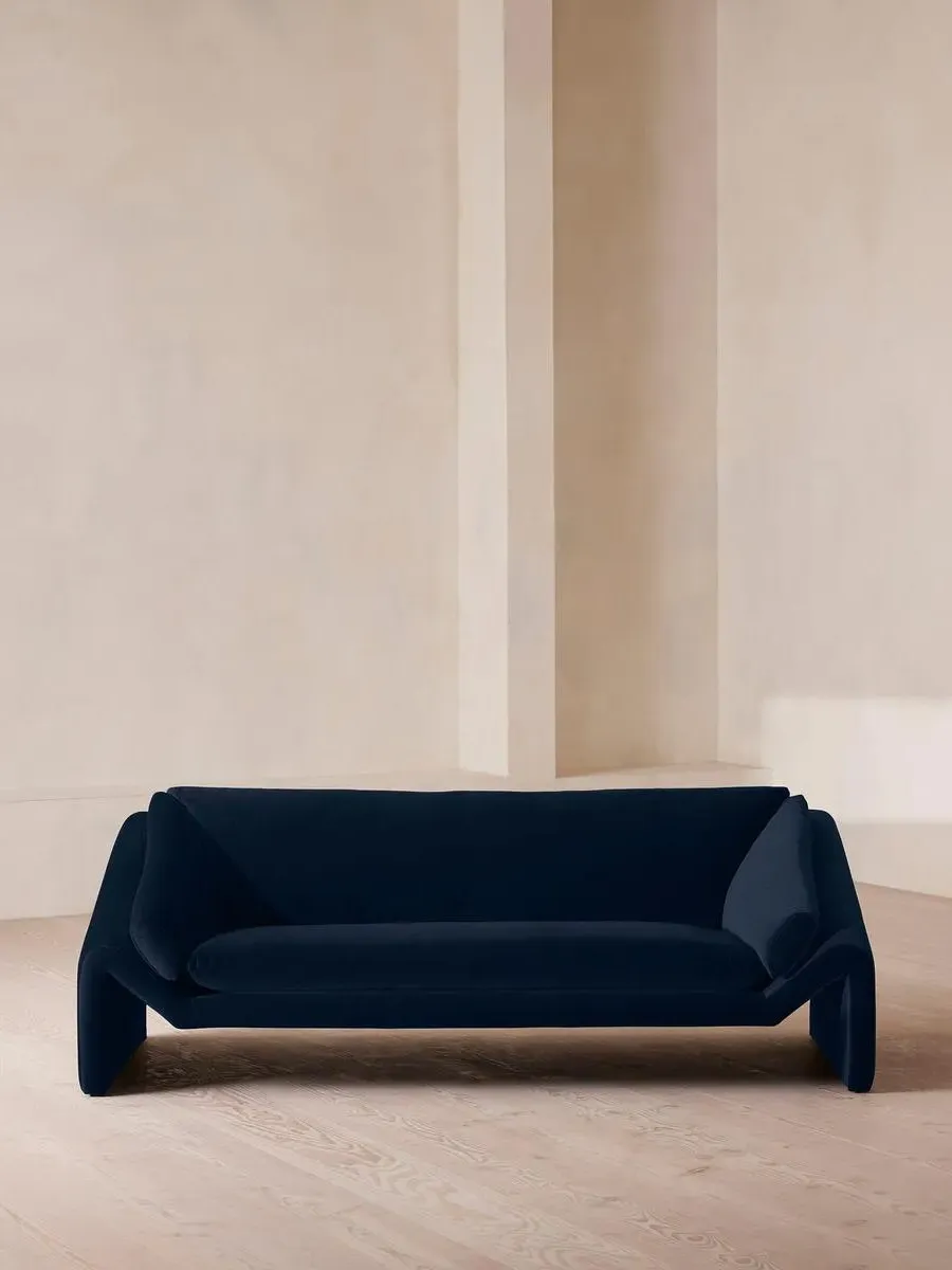 3-Seater Sofa with Suspended Frame - Royal Blue, Velvet