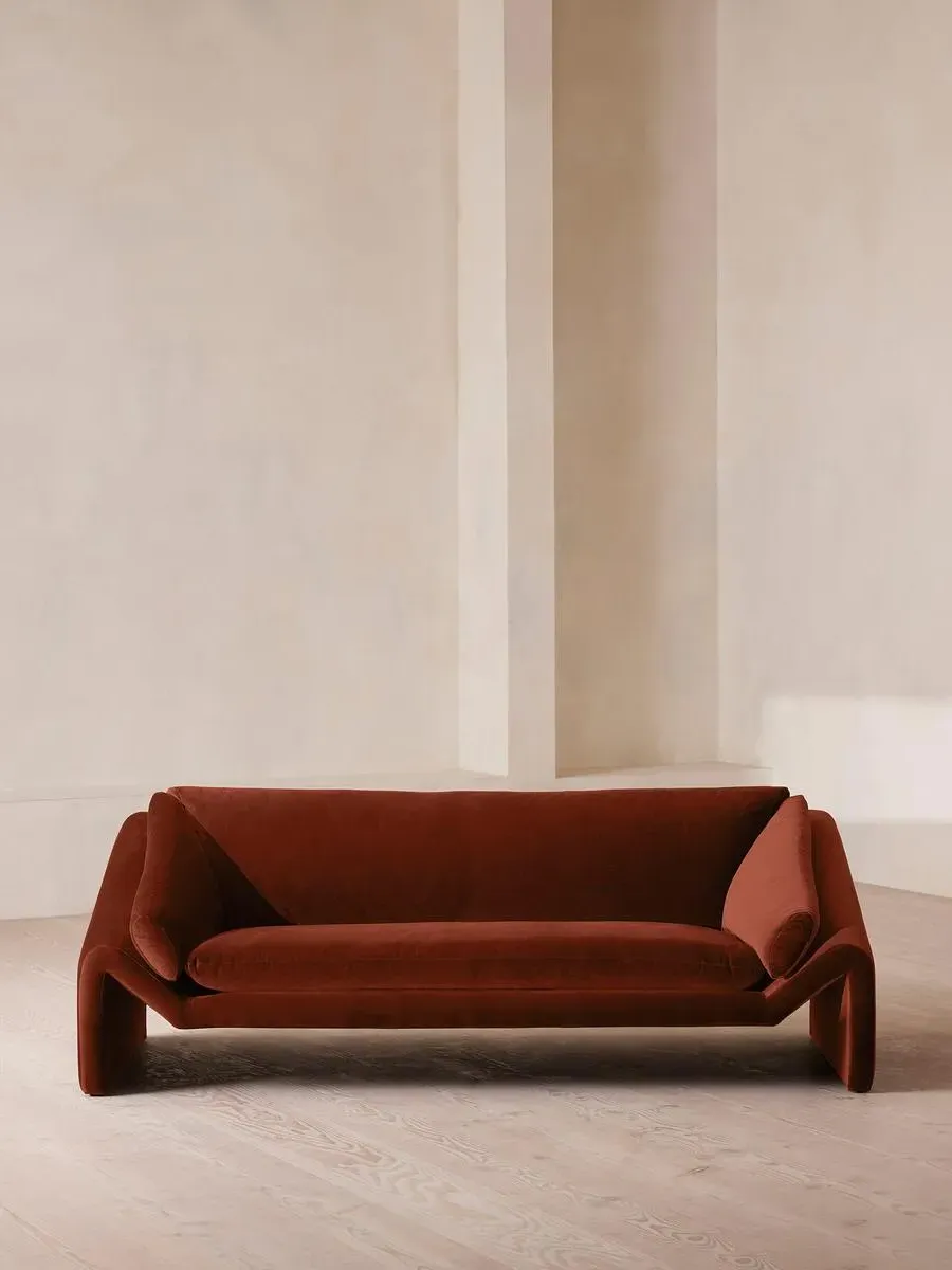 3-Seater Sofa with Suspended Frame - Rust, Velvet