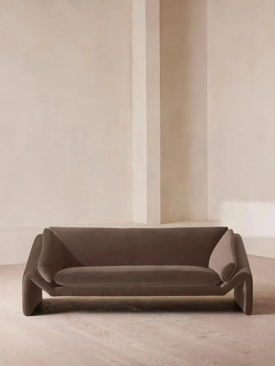3-Seater Sofa with Suspended Frame - Taupe, Velvet