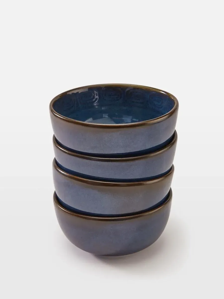 4-Piece Cereal Bowl Set - Blue, Stoneware image