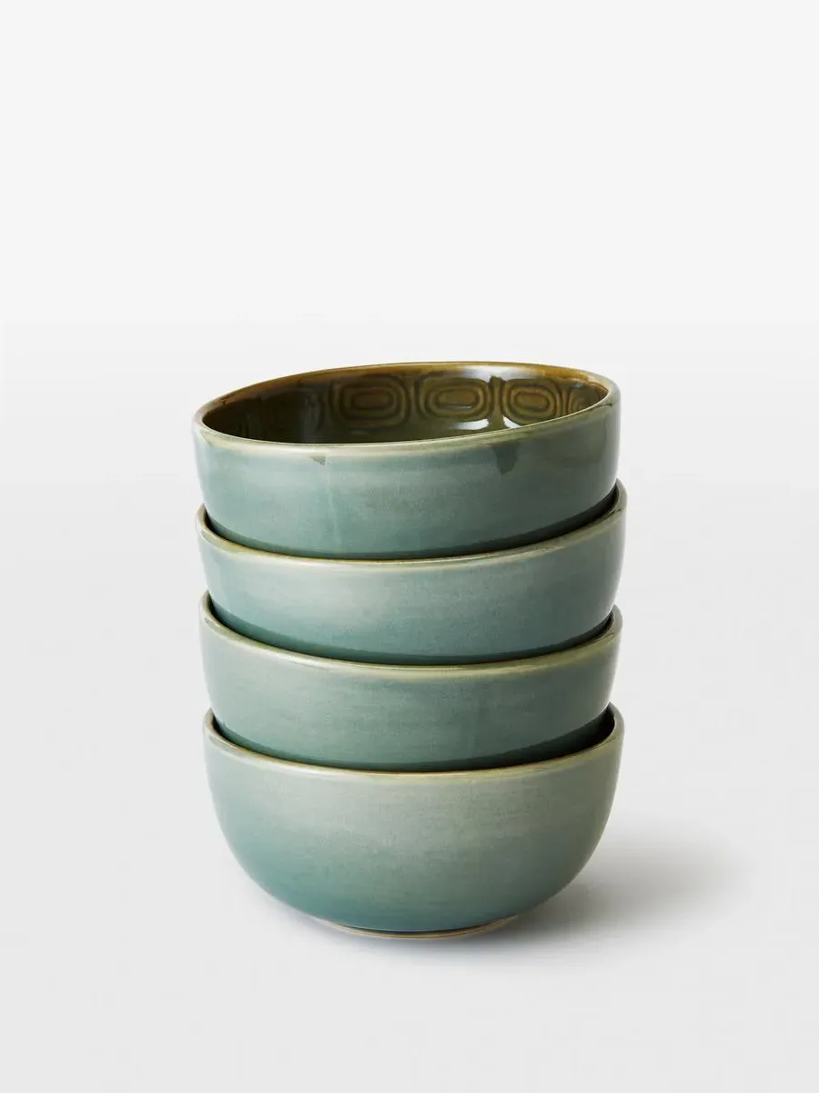 4-Piece Cereal Bowl Set - Teal, Stoneware