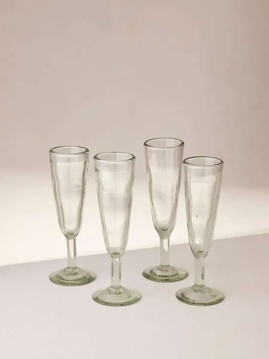 4-Piece Champagne Flute Set - Recycled Glass image