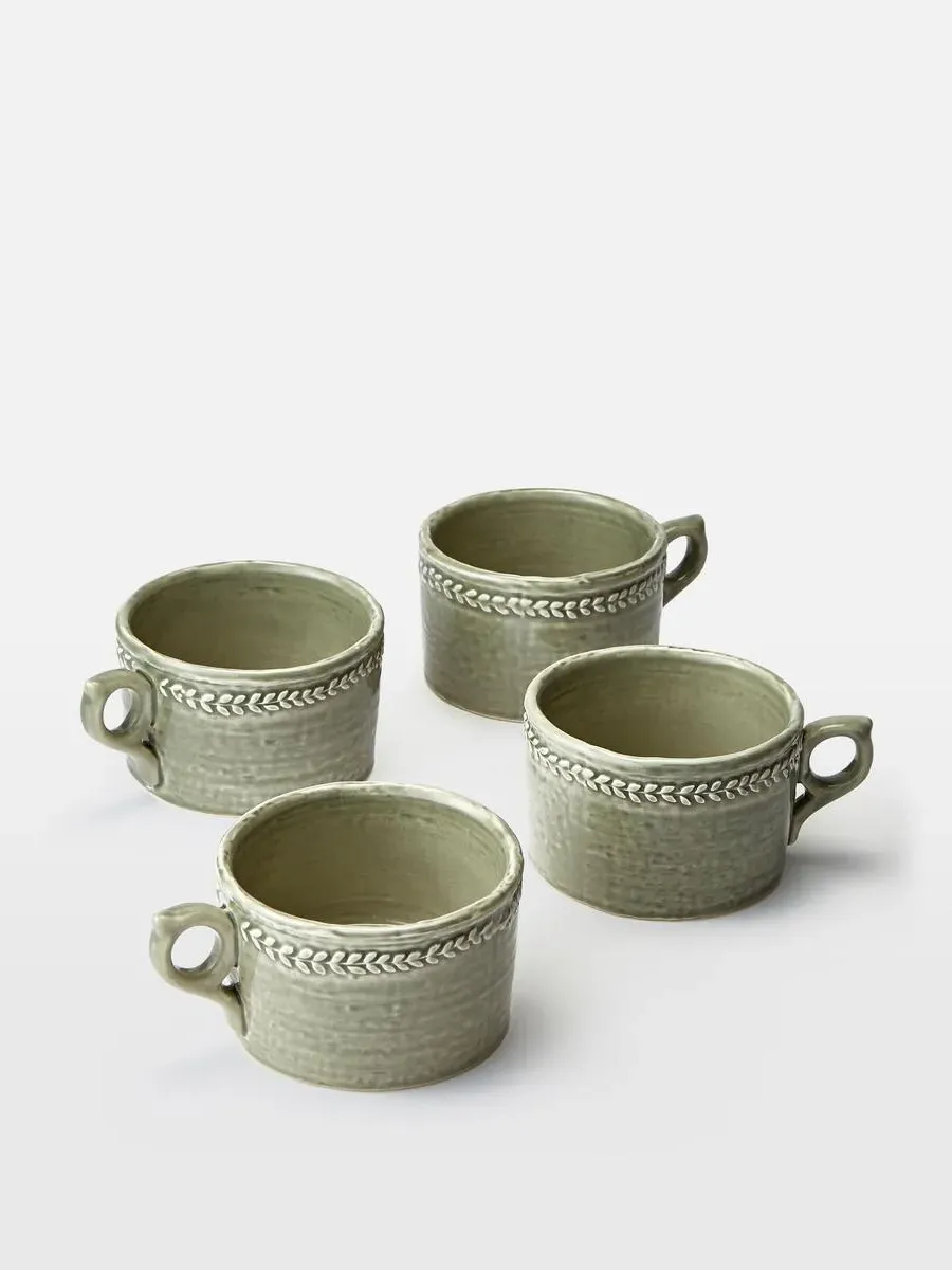 4-Piece Mug Set - Green, Stoneware image