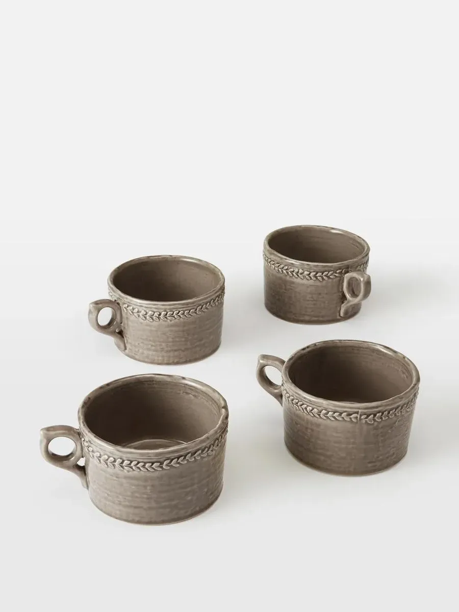 4-Piece Mug Set - Grey, Stoneware