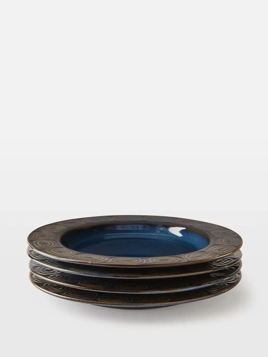 4-Piece Side Plate Set - Blue, Stoneware