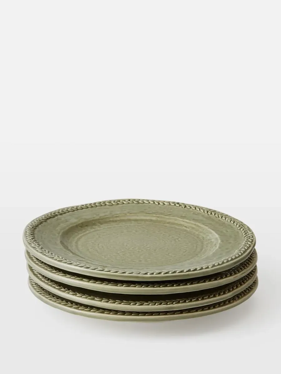 4-Piece Side Plate Set - Green, Stoneware image