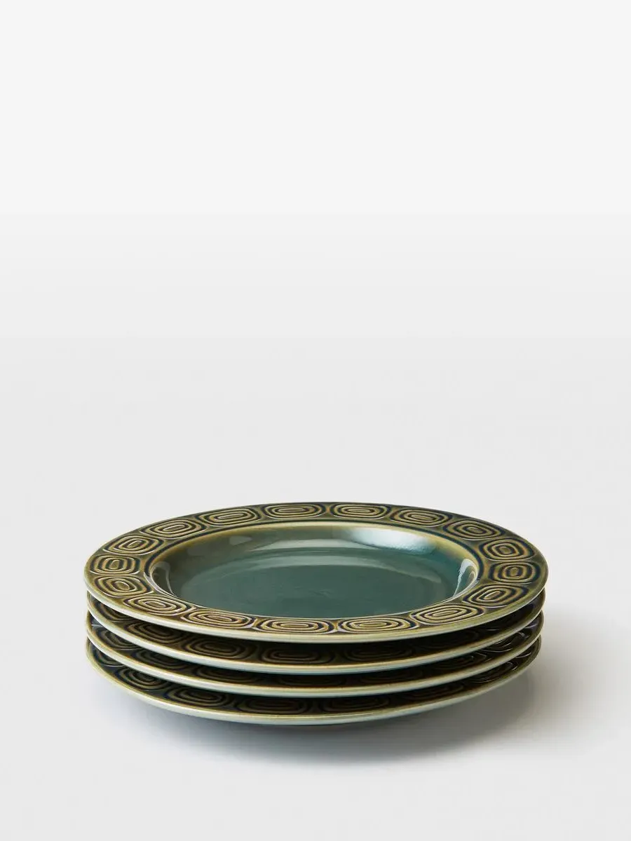 4-Piece Side Plate Set - Teal, Stoneware