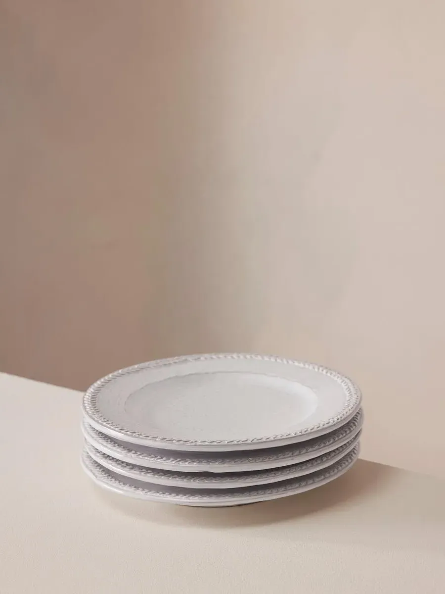 4-Piece Side Plate Set - White, Stoneware