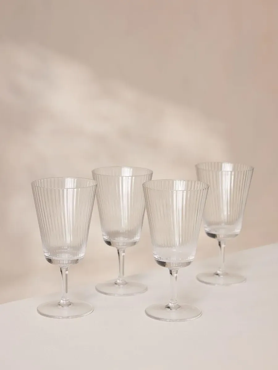 4-Piece Wine Glass Set - Fluted Glass image
