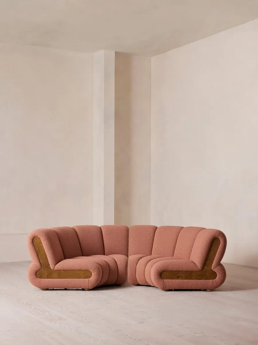 4-Seater Modular Curved Sofa - Coral, Boucle