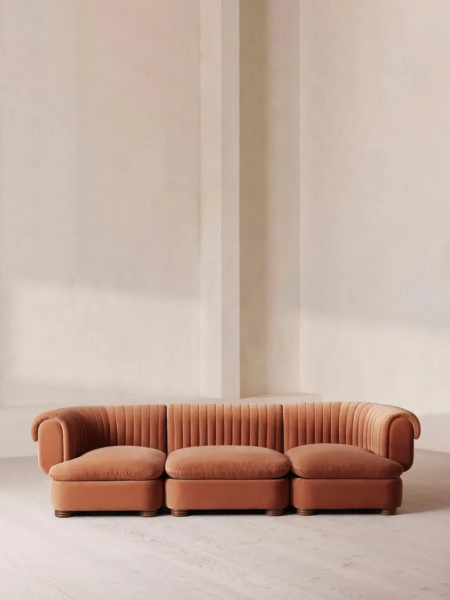 4-Seater Modular Sofa - Antique Rose, Velvet