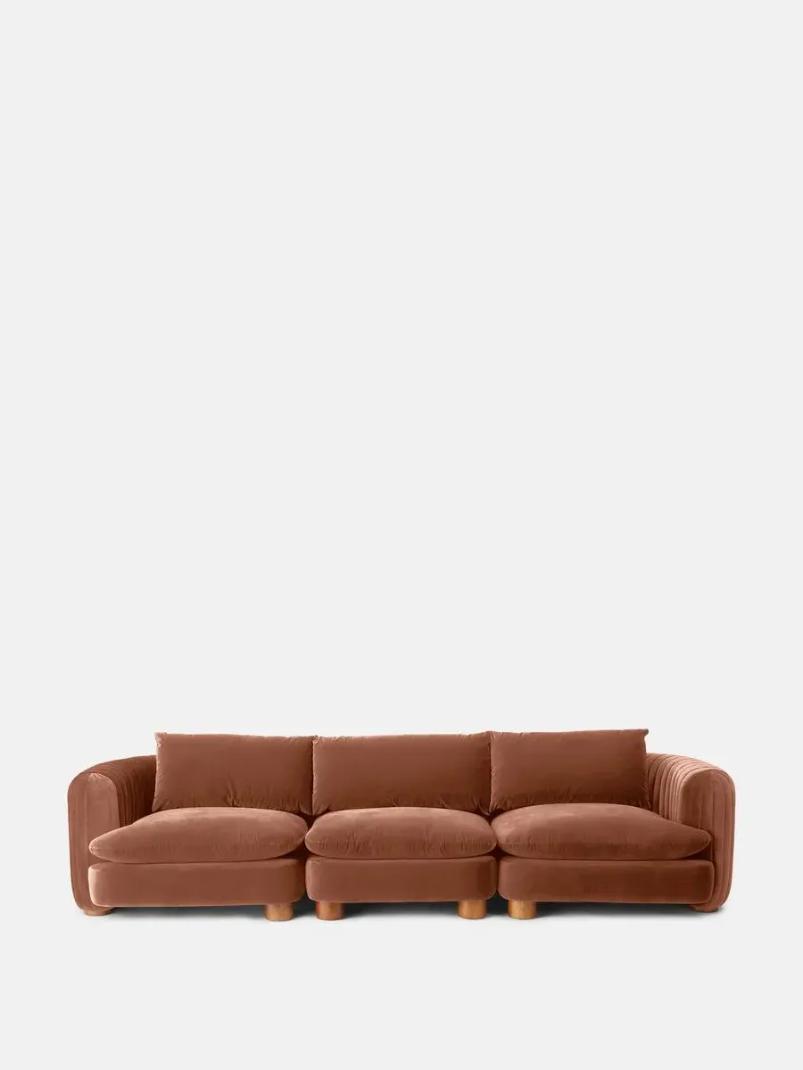 4-Seater Modular Sofa - Antique Rose, Velvet