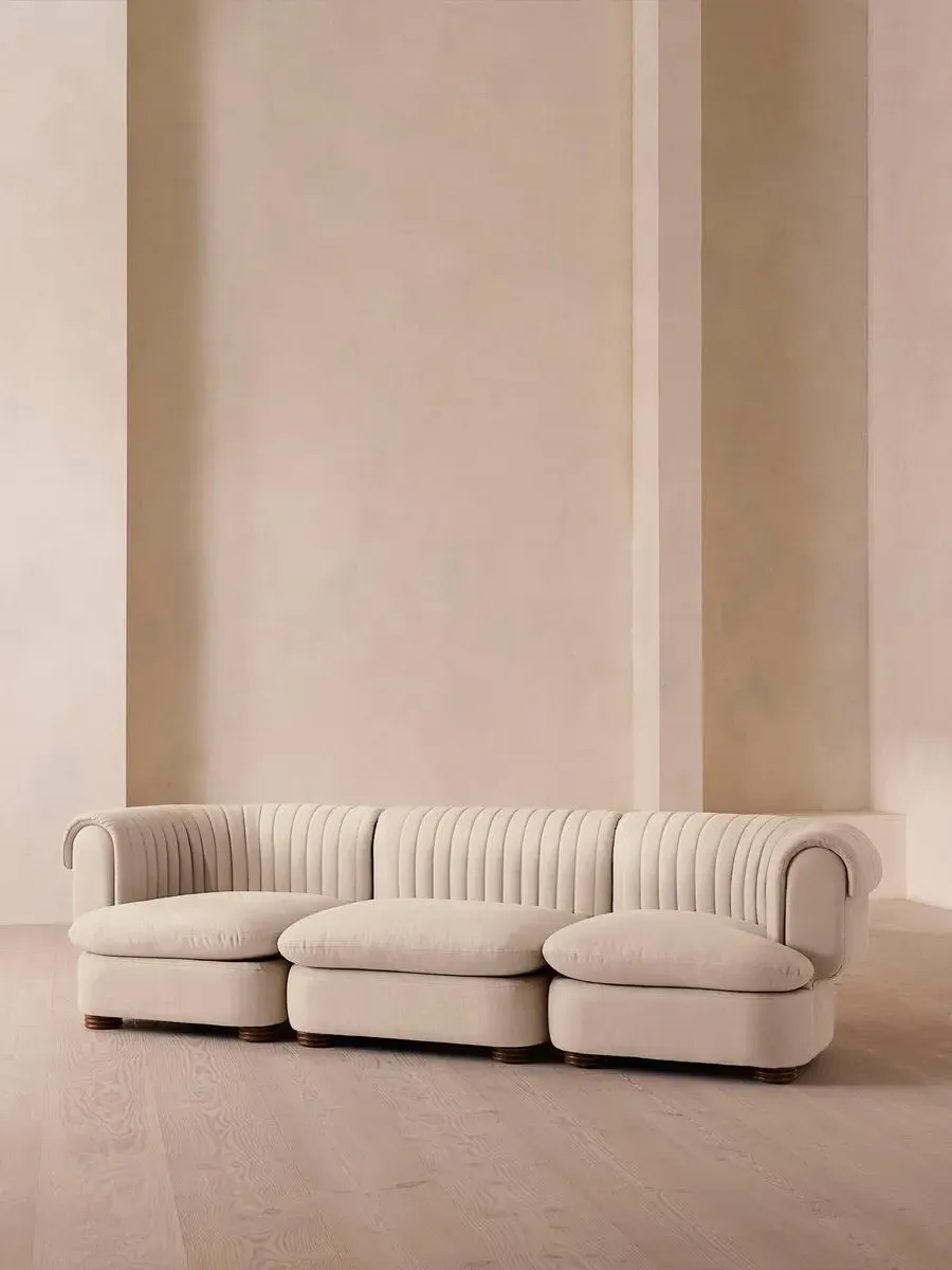 4-Seater Modular Sofa - Bisque, Velvet