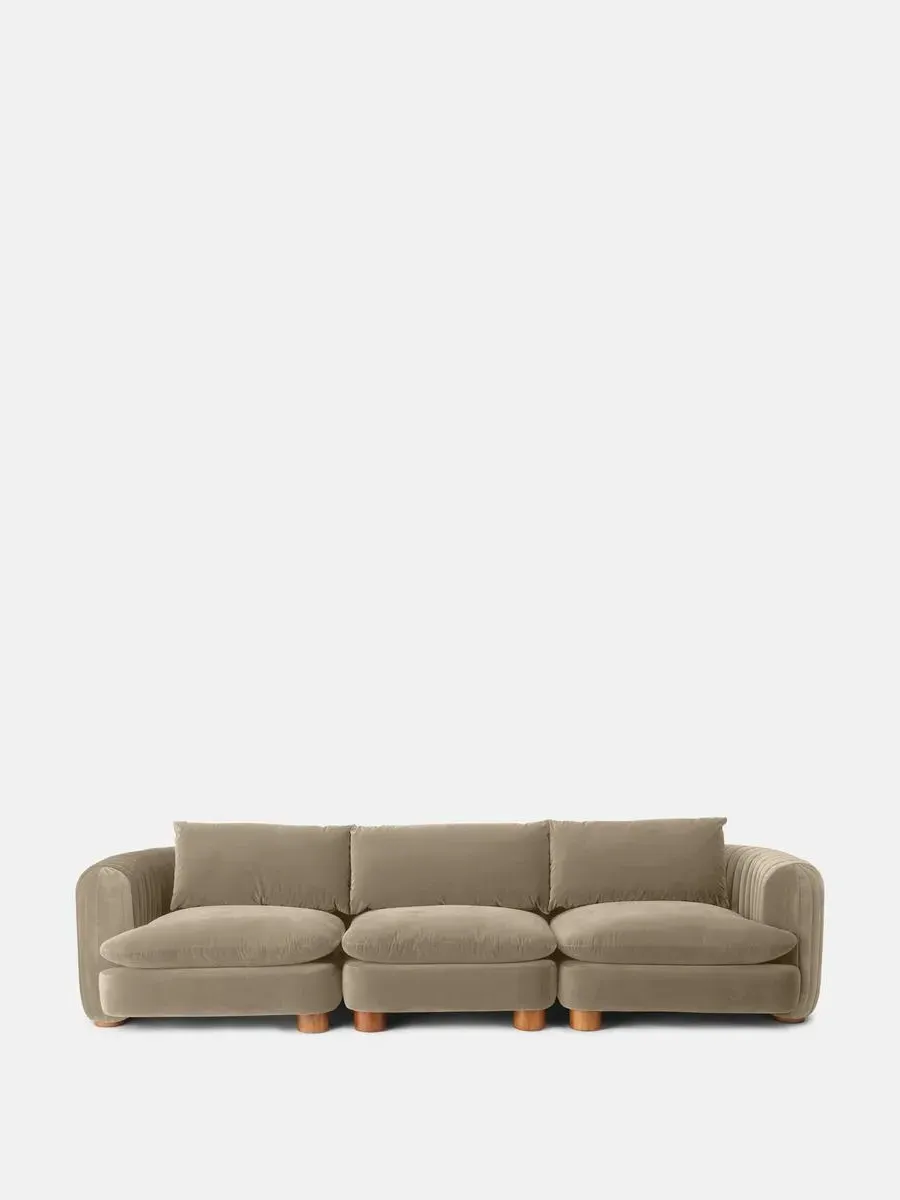 4-Seater Modular Sofa - Camel, Velvet