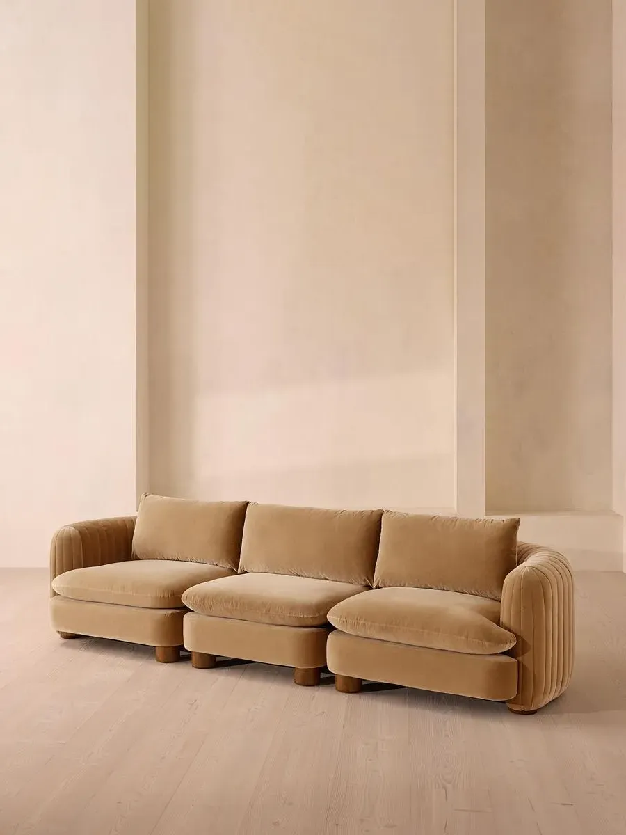 4-Seater Modular Sofa Deep Sit - Camel, Velvet