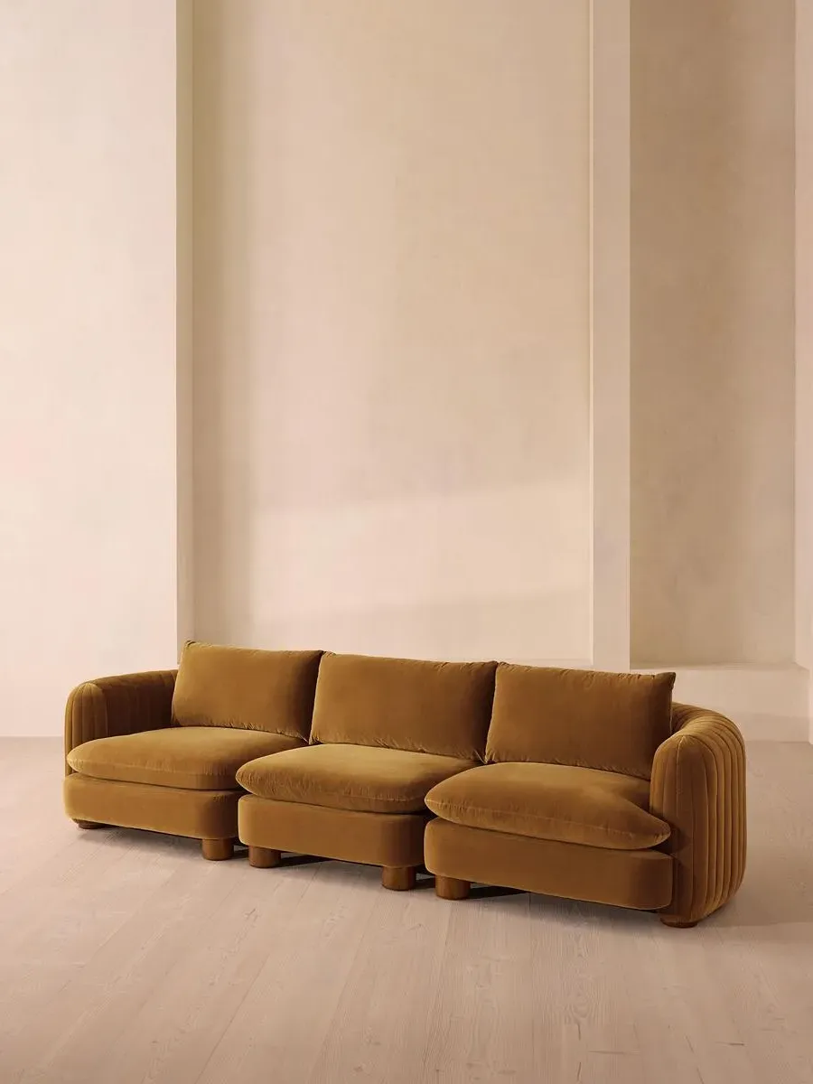 4-Seater Modular Sofa Deep Sit - Mustard, Velvet