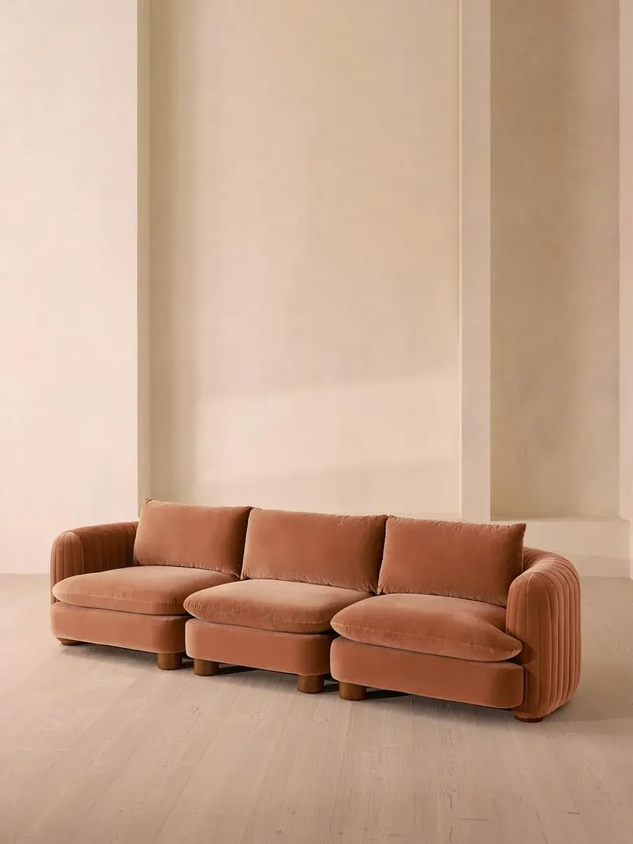 4-Seater Modular Sofa Deep Sit - Rose, Velvet