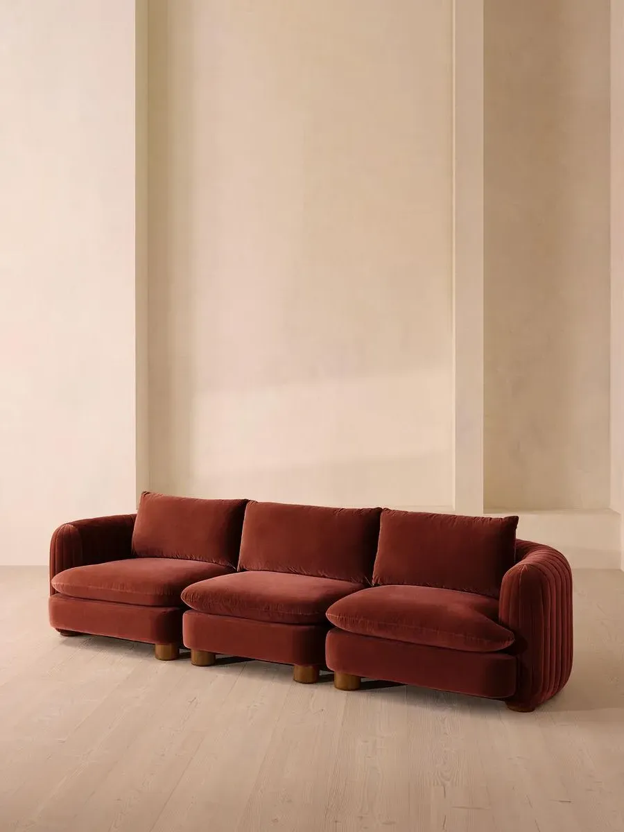4-Seater Modular Sofa Deep Sit - Rust, Velvet